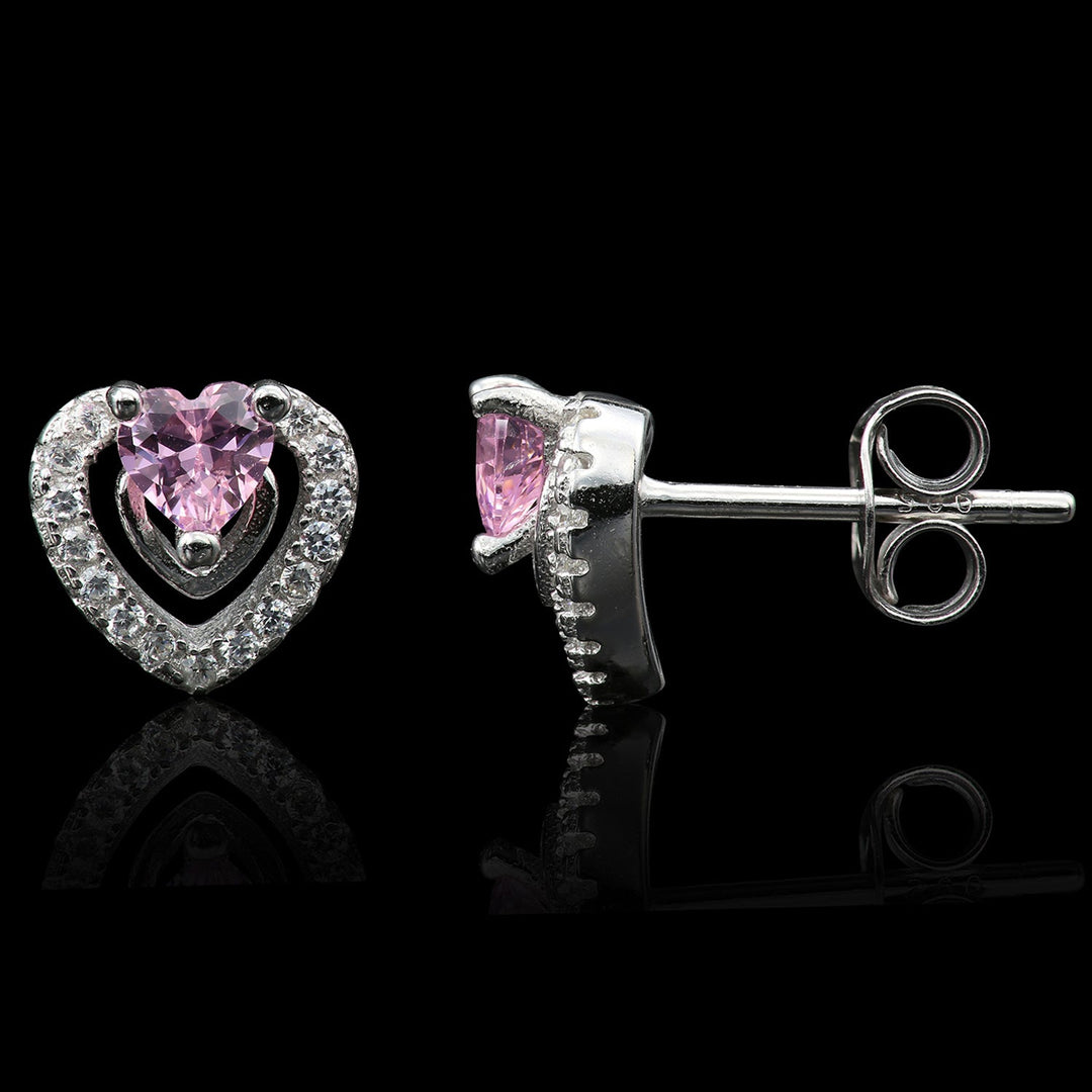 Sterling Silver Cubic Zirconia Halo Heart Earring NYE1109-10