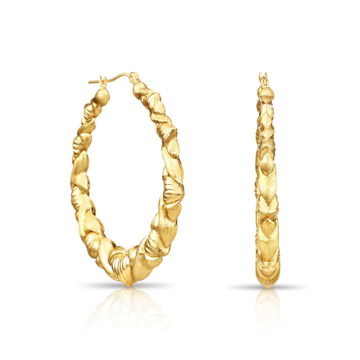 10K Gold Round and Heart style Hoop Earrings