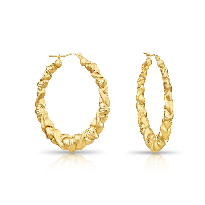 10K Gold Round and Heart style Hoop Earrings