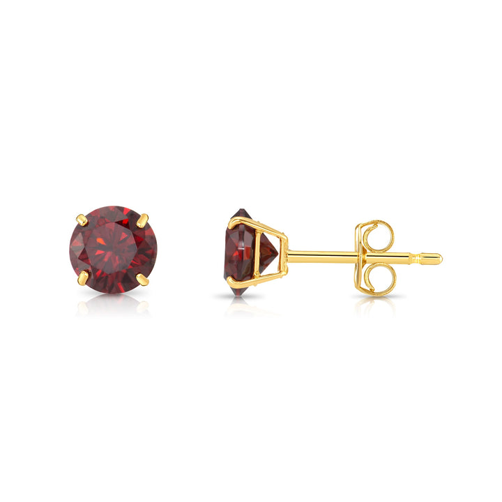 10K Yellow Gold Cubic Zirconia Birthstone Stud Earrings Pushback, 5mm