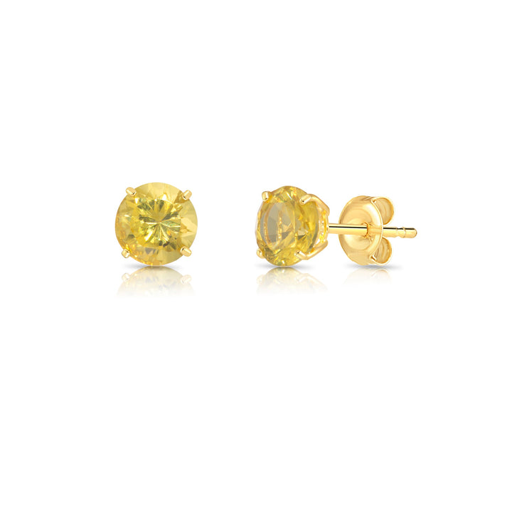 10K Yellow Gold Cubic Zirconia Birthstone Stud Earrings Pushback, 5mm
