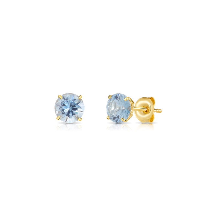 10K Yellow Gold Cubic Zirconia Birthstone Stud Earrings Pushback, 5mm