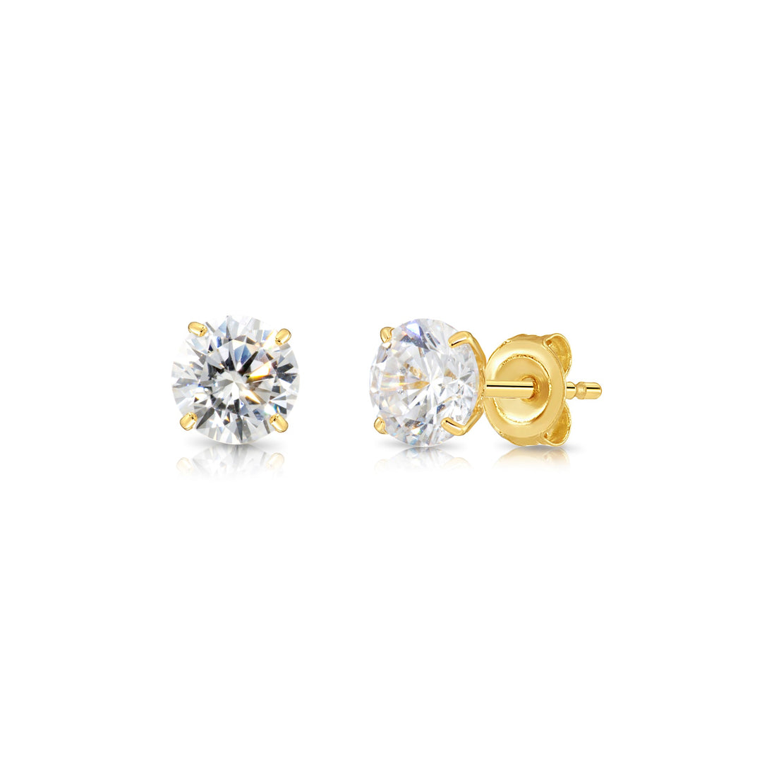 10K Yellow Gold Cubic Zirconia Birthstone Stud Earrings Pushback, 5mm