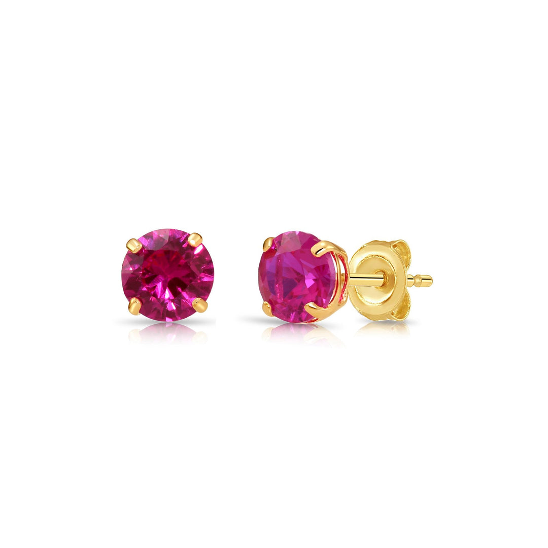 10K Yellow Gold Cubic Zirconia Birthstone Stud Earrings Pushback, 5mm