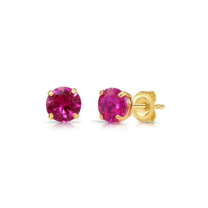 10K Yellow Gold Cubic Zirconia Birthstone Stud Earrings Pushback, 5mm