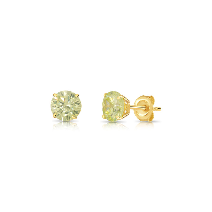 10K Yellow Gold Cubic Zirconia Birthstone Stud Earrings Pushback, 5mm