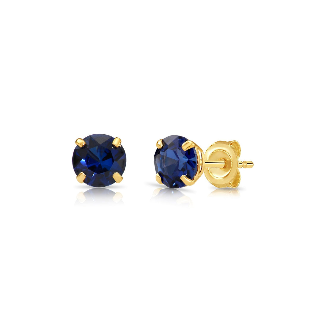 10K Yellow Gold Cubic Zirconia Birthstone Stud Earrings Pushback, 5mm
