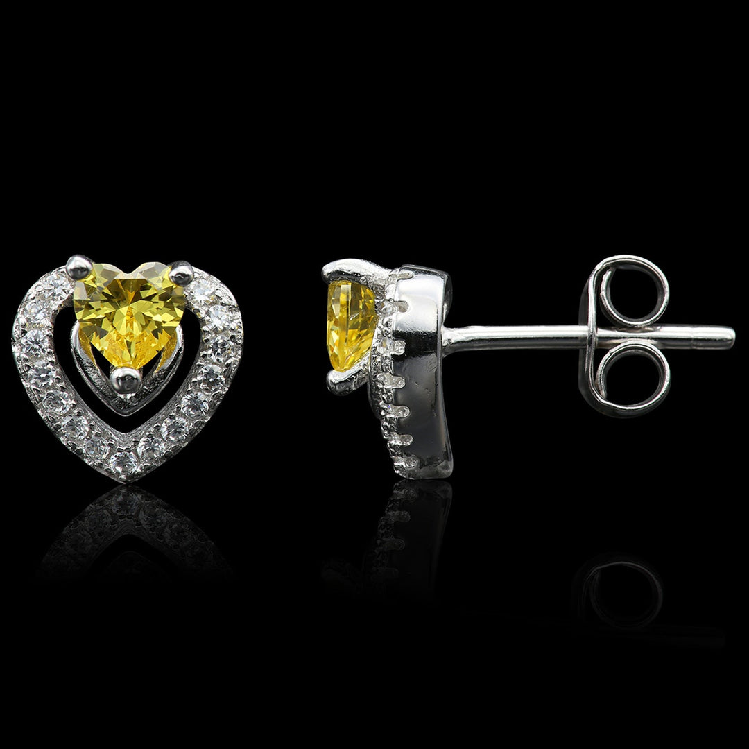 Sterling Silver Cubic Zirconia Halo Heart Earring NYE1109-11