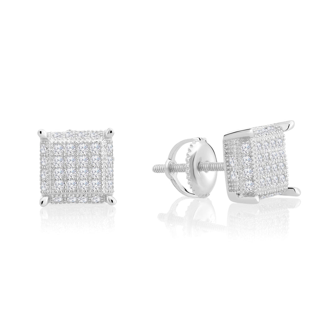 Sterling Silver Square Cubic Zirconia Stud Earring