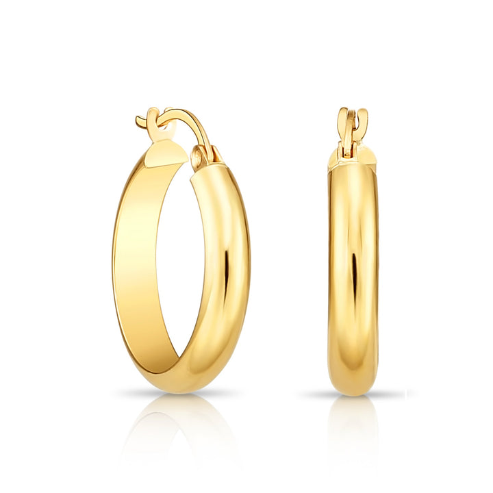 14K Gold Half Round Hoop Earrings