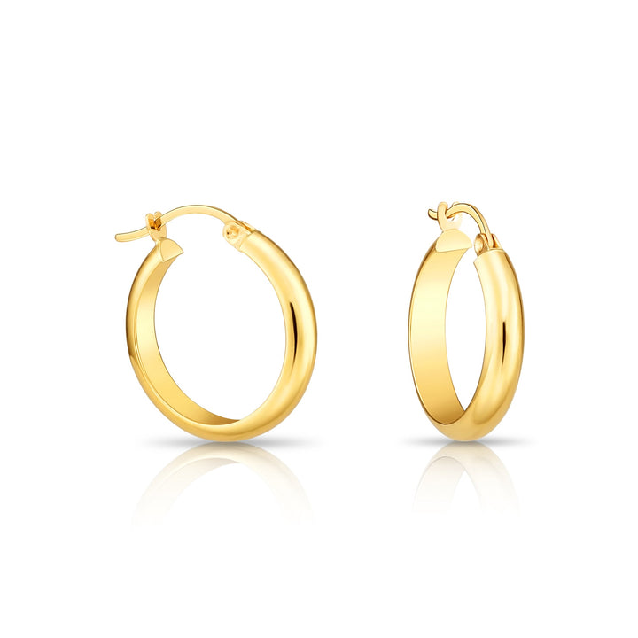 14K Gold Half Round Hoop Earrings
