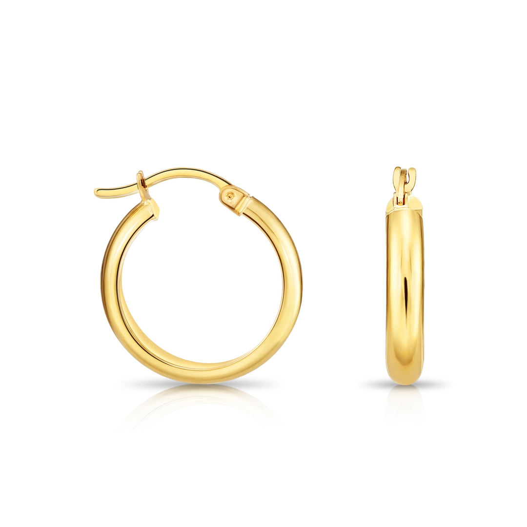 14K Gold Half Round Hoop Earrings