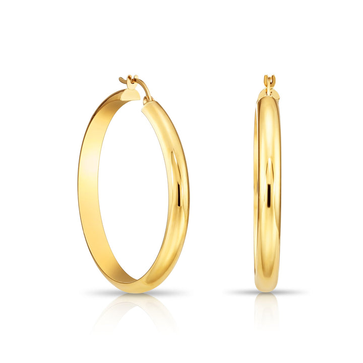 14K Gold Half Round Hoop Earrings