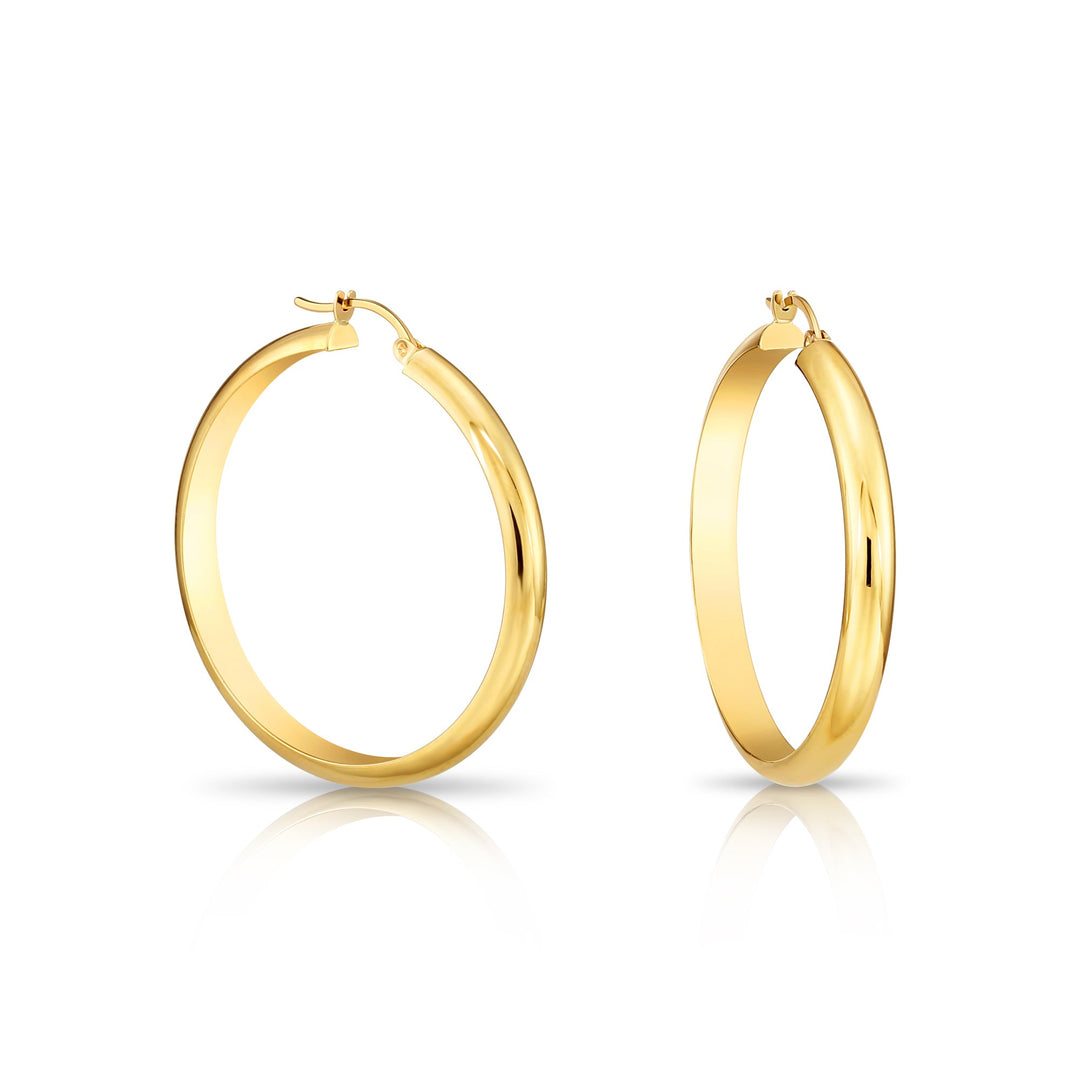 14K Gold Half Round Hoop Earrings