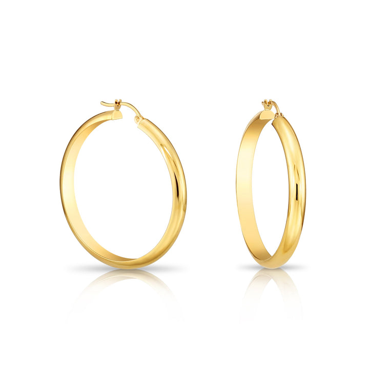 14K Gold Half Round Hoop Earrings