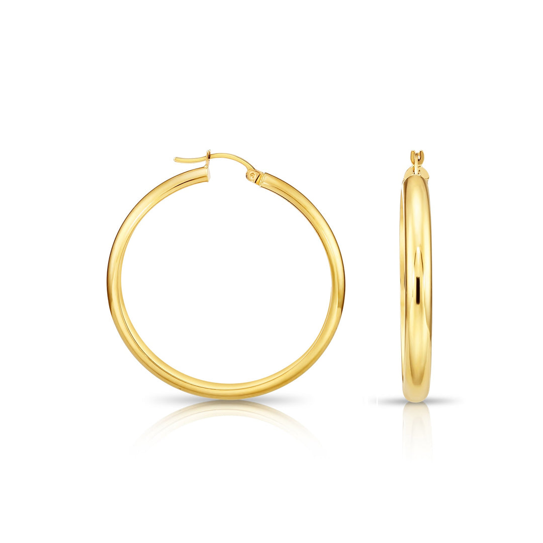14K Gold Half Round Hoop Earrings