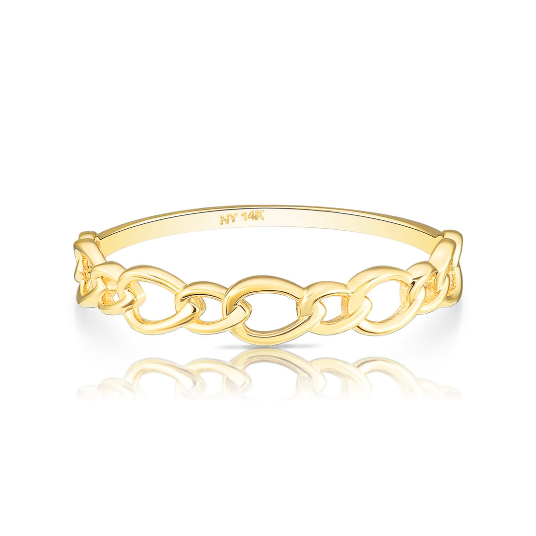 14k Yellow Gold Stackable Cuban Link Ring - NYKR1022