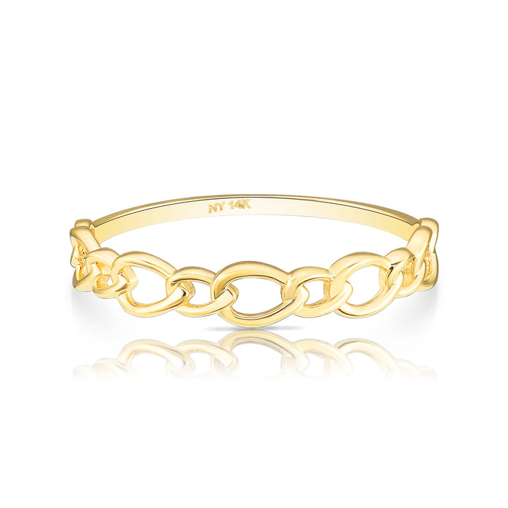 14k Yellow Gold Stackable Cuban Link Ring - NYKR1022