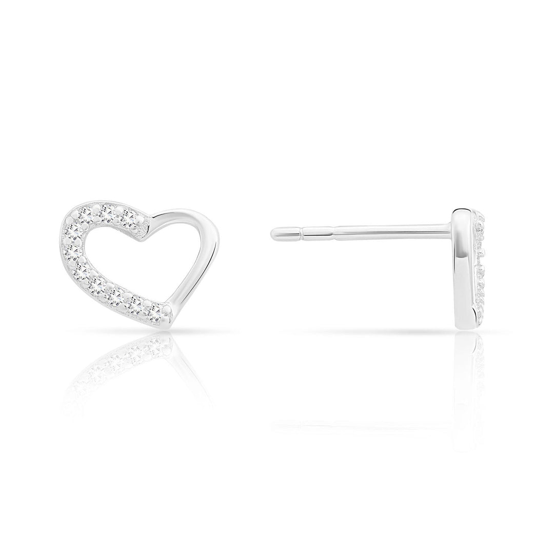 Sterling Silver Cubic Zirconia Heart Stud Earring
