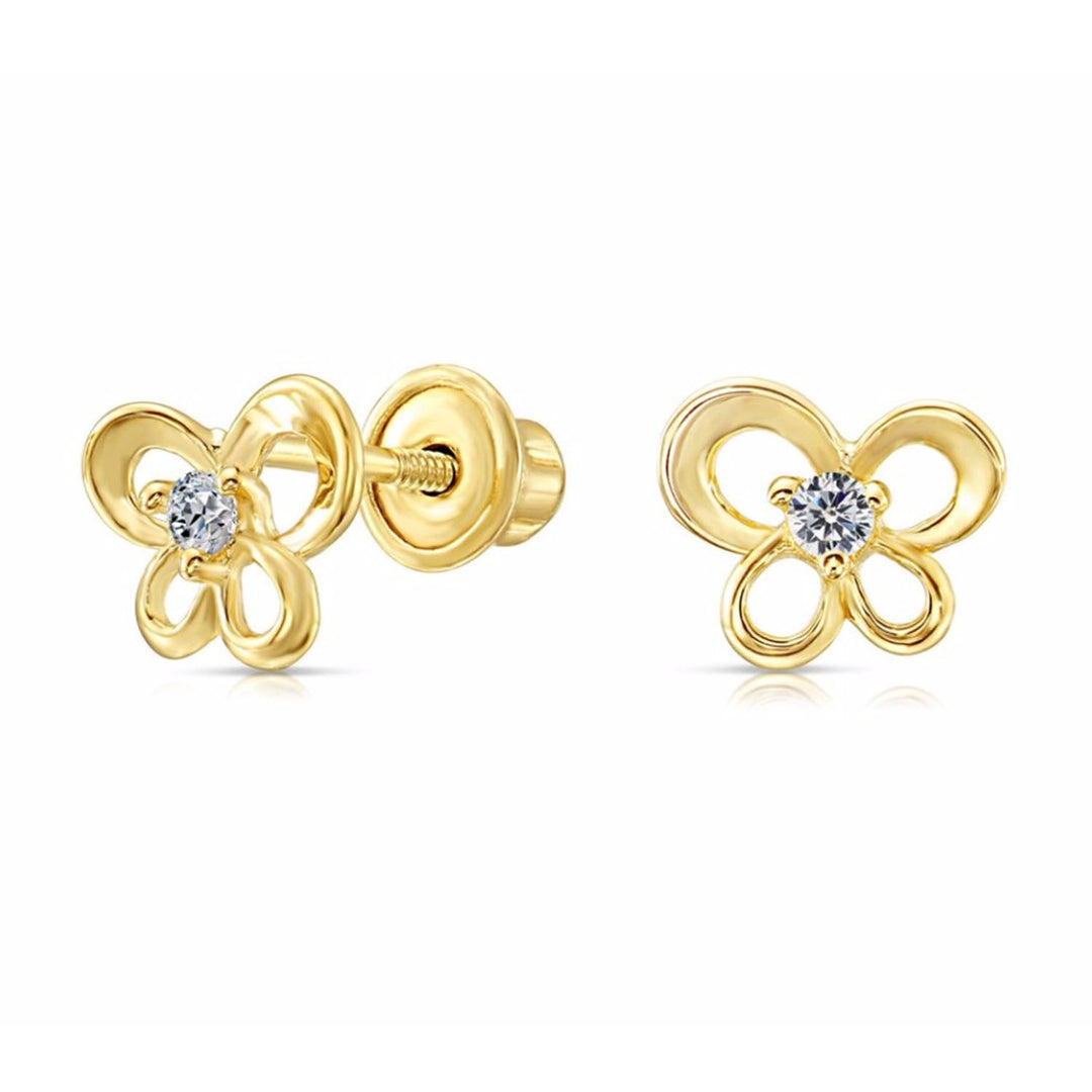 10k Yellow Gold Cubic Zirconia Butterfly Stud Earrings