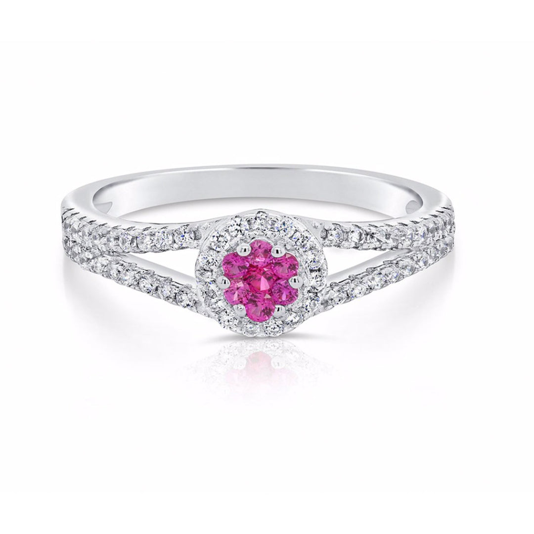 Sterling Silver Cubic Zirconia Halo Birthstone Ring