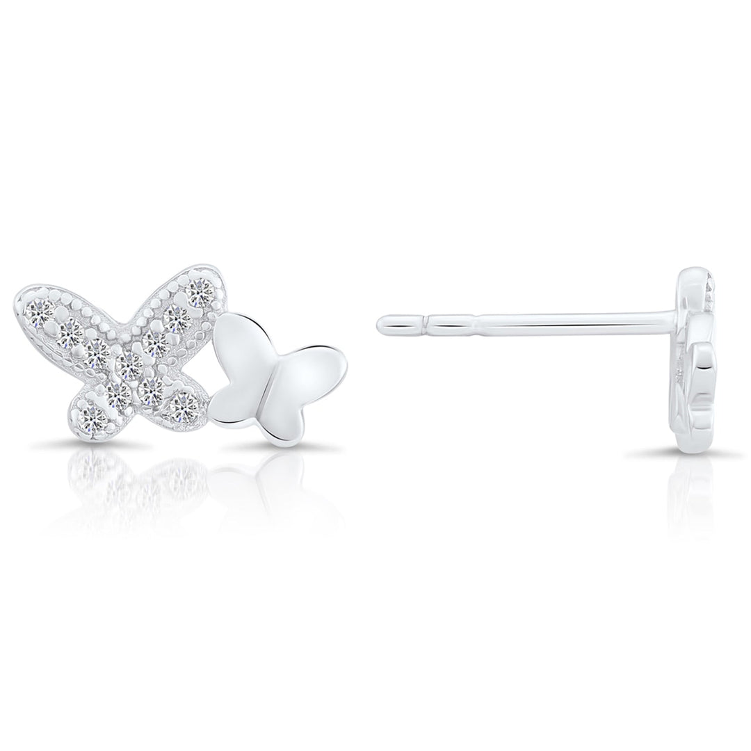 Sterling Silver & Cubic Zirconia Butterfly Stud Earring