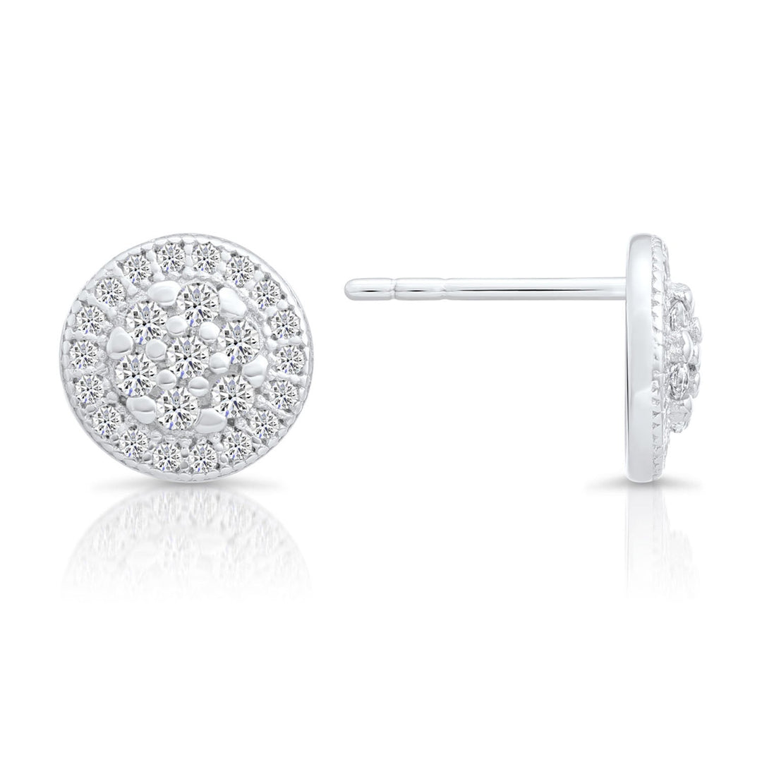 Sterling Silver & Cubic Zirconia Round Stud Earring NYFLE0147