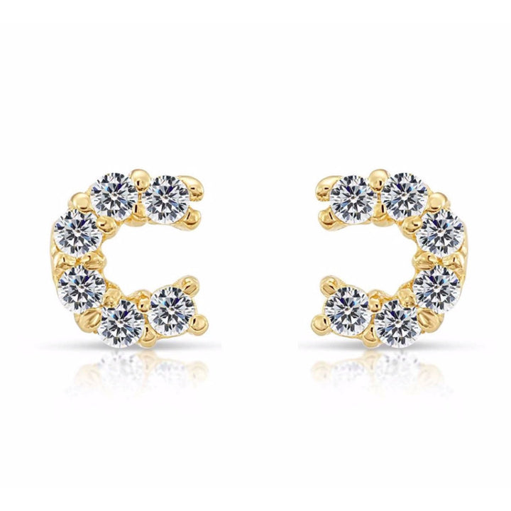 10k Yellow Gold Cubic Zirconia Horseshoe Stud Earrings