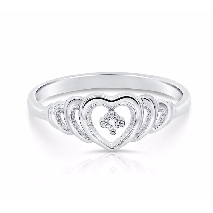 Sterling Silver Cubic Zirconia Heart Ring