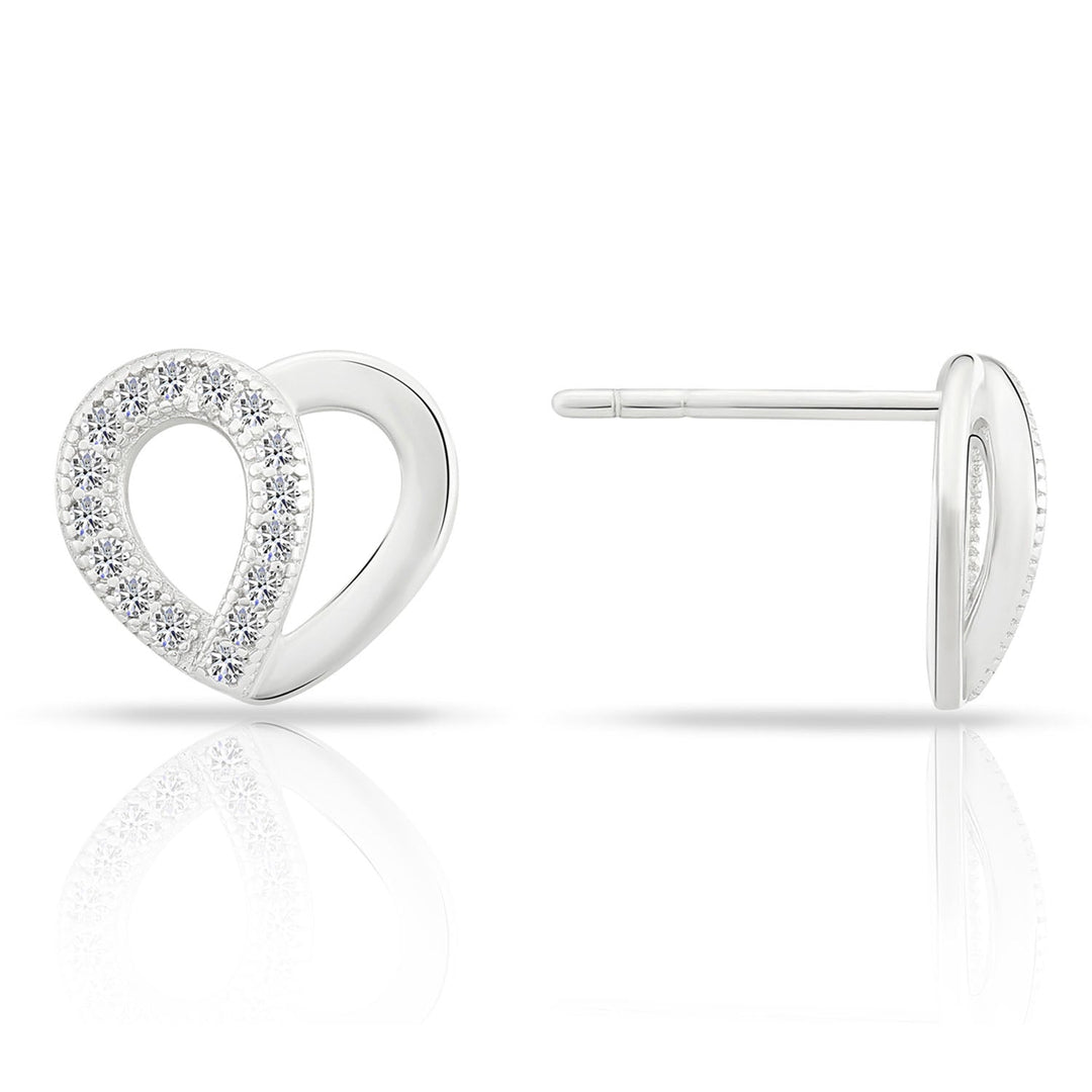 Sterling Silver Cubic Zirconia Heart Stud Earring