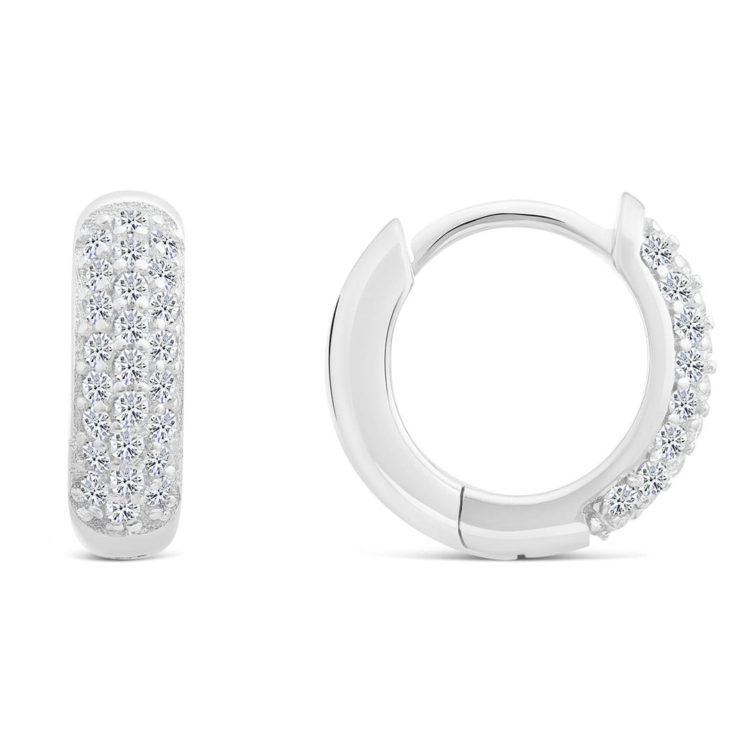 Sterling Silver & Cubic Zirconia Huggie Hoops Earrings