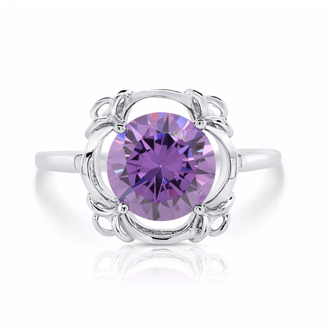 Sterling Silver Cubic Zirconia Large Center Birthstone Ring NYR9437