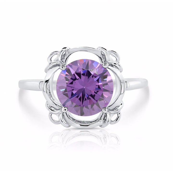 Sterling Silver Cubic Zirconia Large Center Birthstone Ring NYR9437