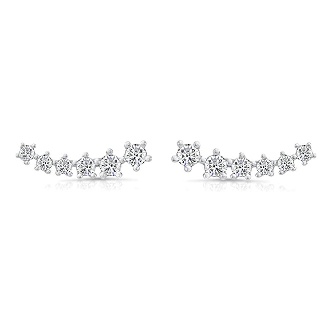 Sterling Silver Graduated Cubic Zirconia Ear Jacket Stud Earring