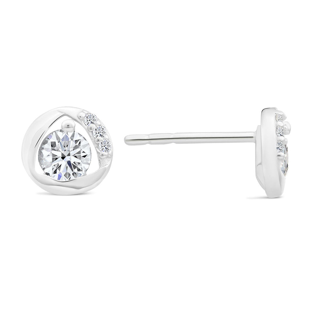Sterling Silver & Cubic Zirconia Halo Stud Earring