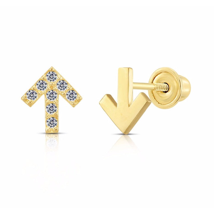 10k Yellow Gold Cubic Zirconia Arrow Stud Earrings