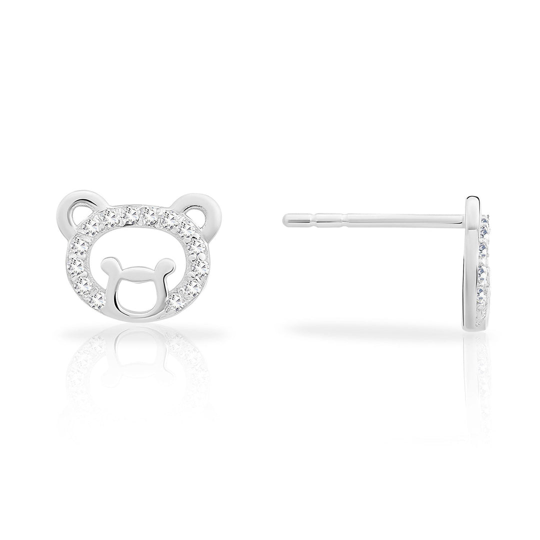 Sterling Silver & Cubic Zirconia Bear Stud Earring