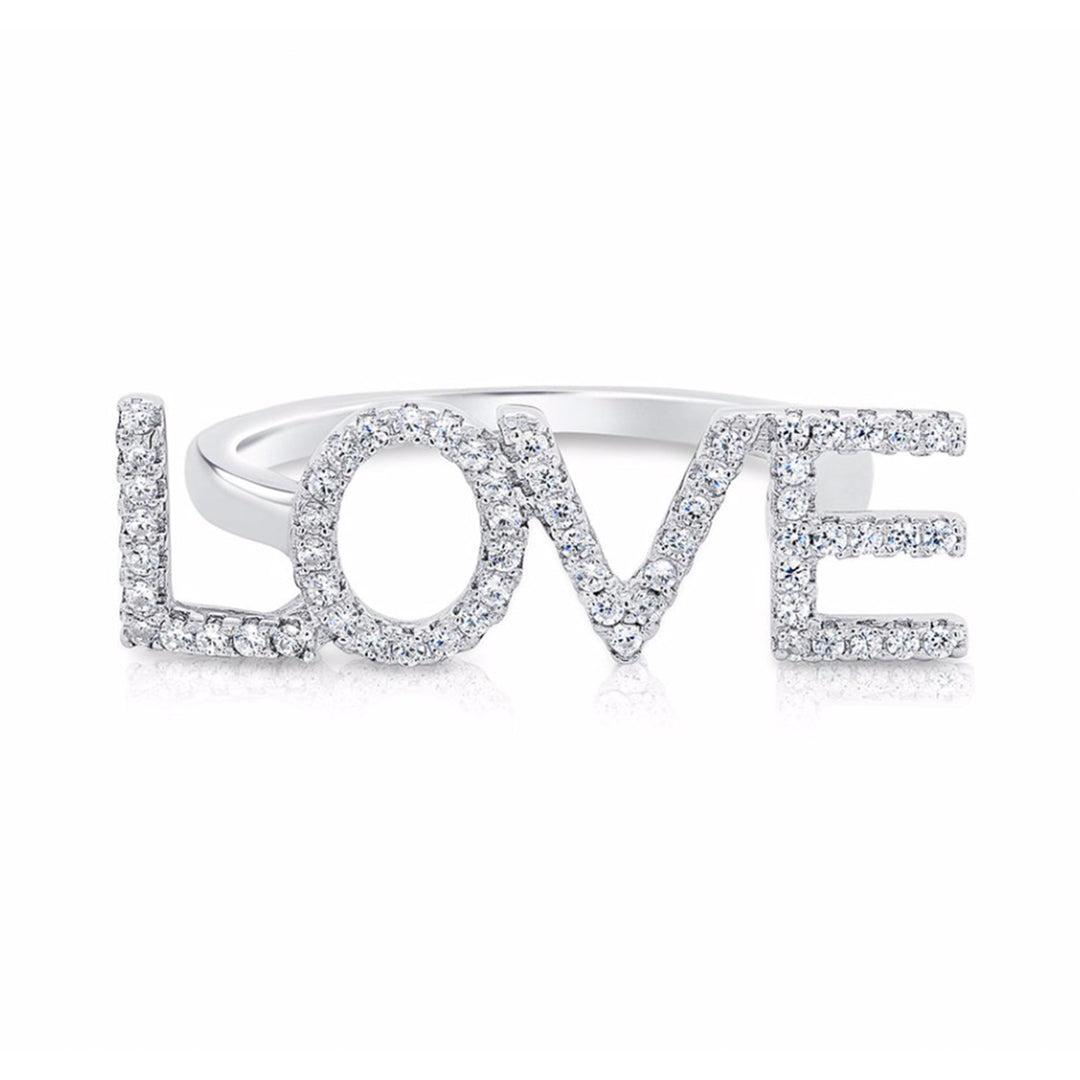 Sterling Silver Love Ring with Cubic Zirconia