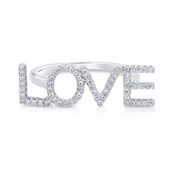 Sterling Silver Love Ring with Cubic Zirconia