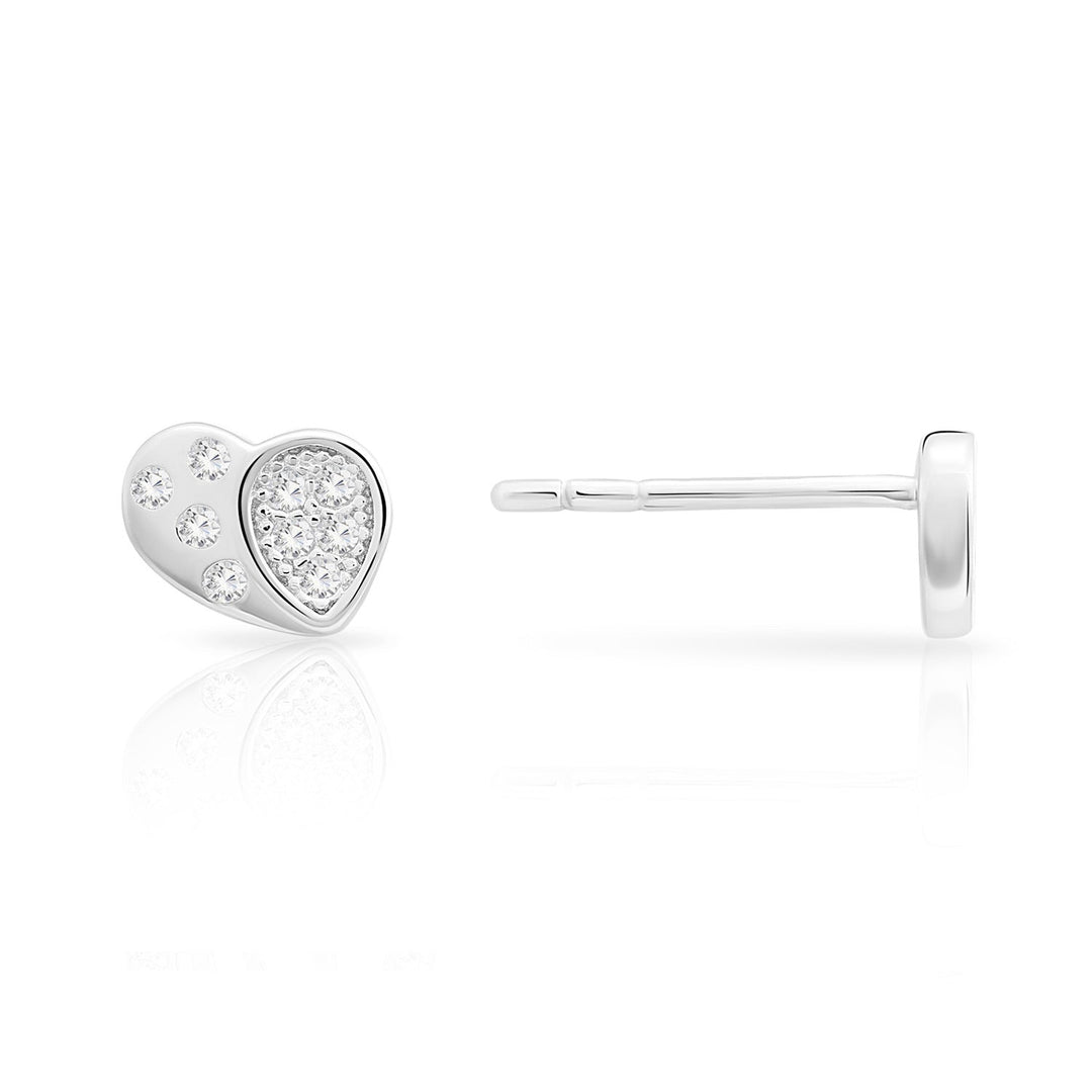 Sterling Silver Cubic Zirconia Small Heart Stud Earring