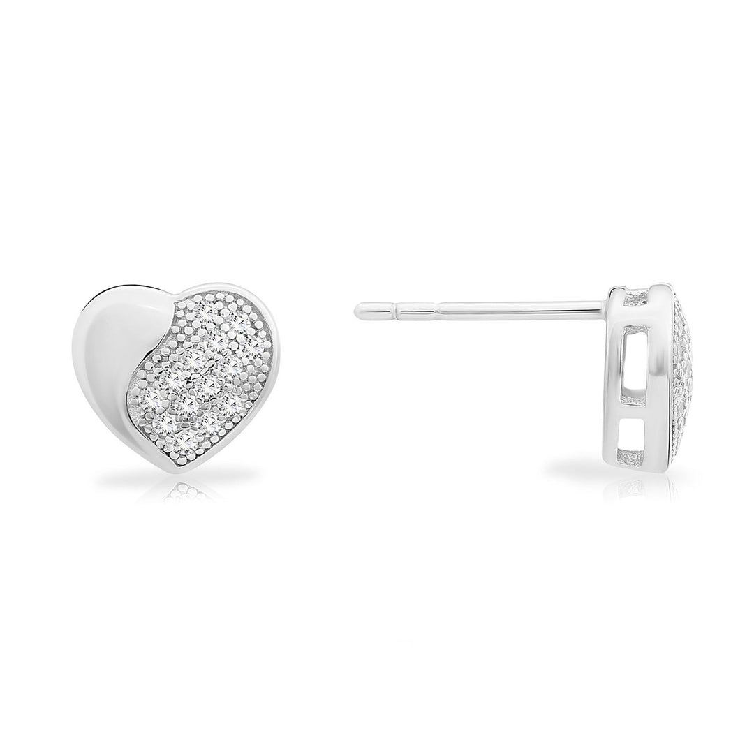 Sterling Silver Cubic Zirconia Heart Stud Earring