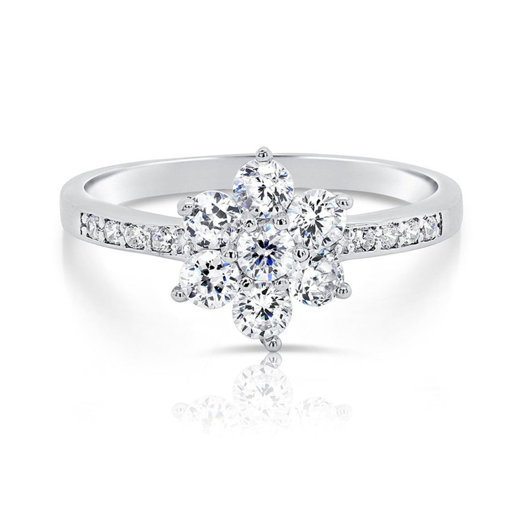 Sterling Silver Cubic Zirconia Flower Ring