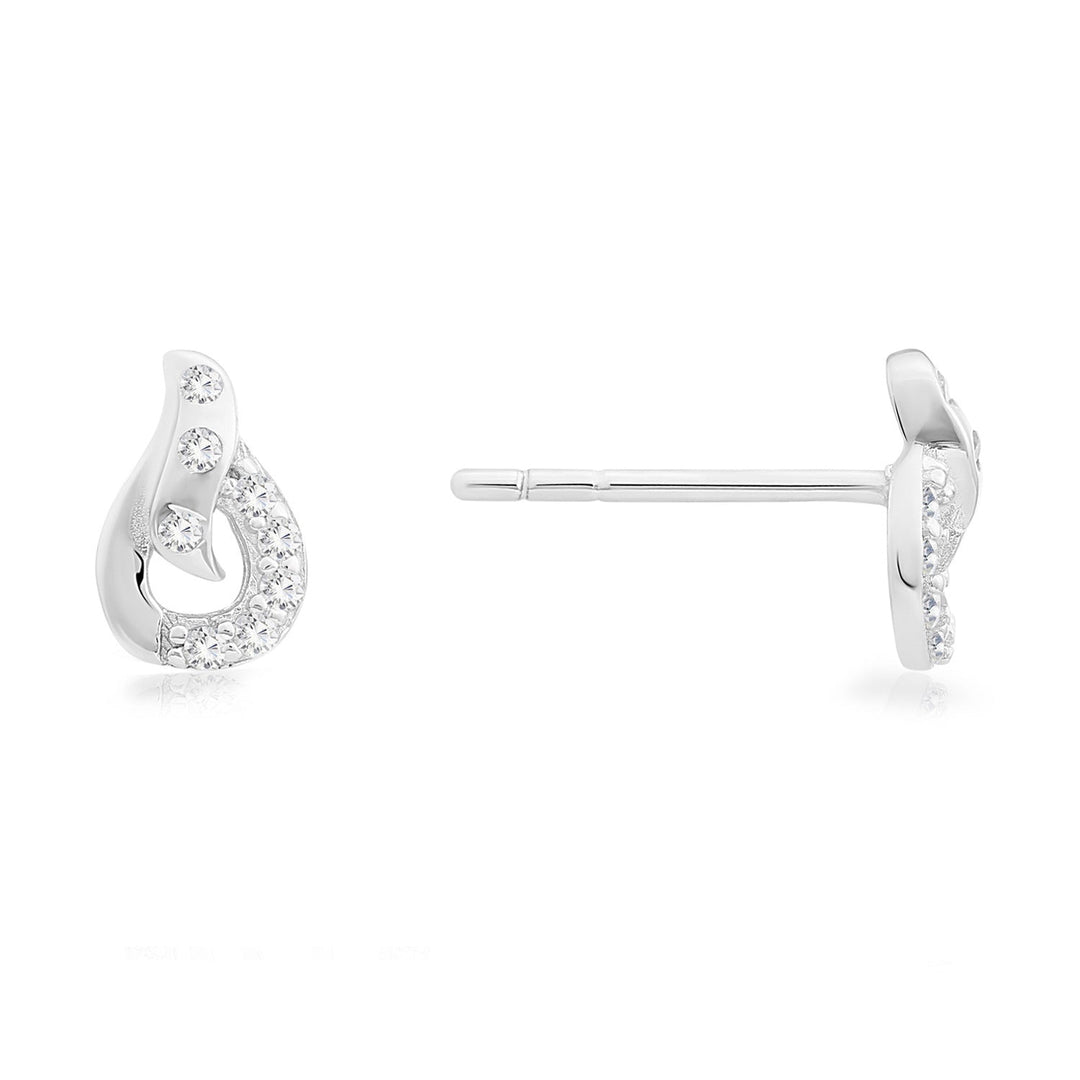 Sterling Silver & Cubic Zirconia Teardrop Stud Earring