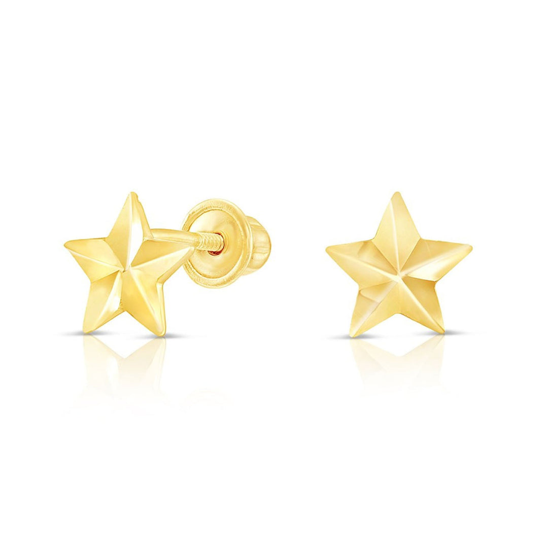 10k Yellow Gold Star Stud Earrings