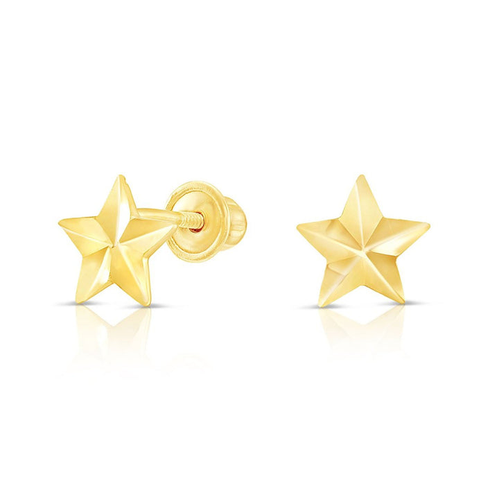 10k Yellow Gold Star Stud Earrings
