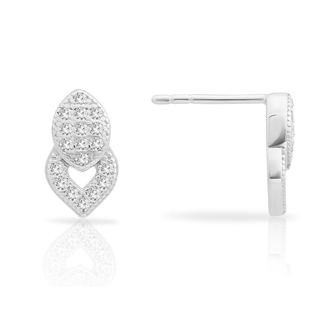 Sterling Silver & Cubic Zirconia Heart Stud Earring NYFLE1950