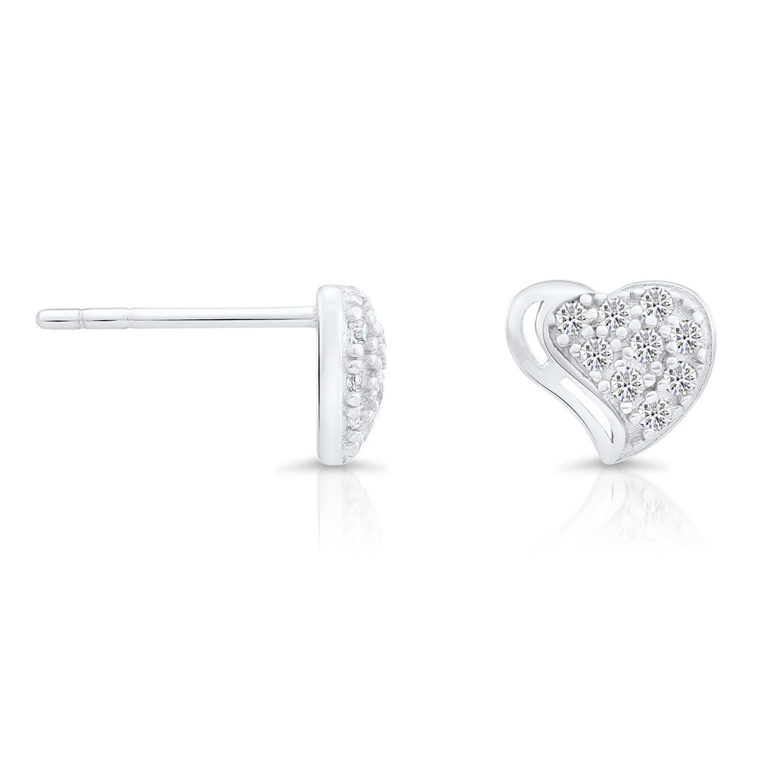 Sterling Silver Cubic Zirconia Heart Stud Earring