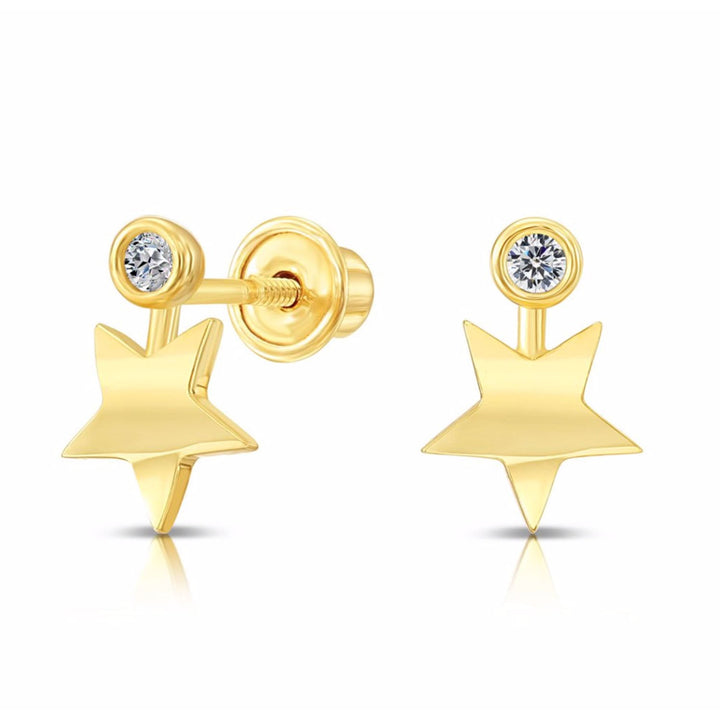 10k Yellow Gold Cubic Zirconia Star Stud Earrings