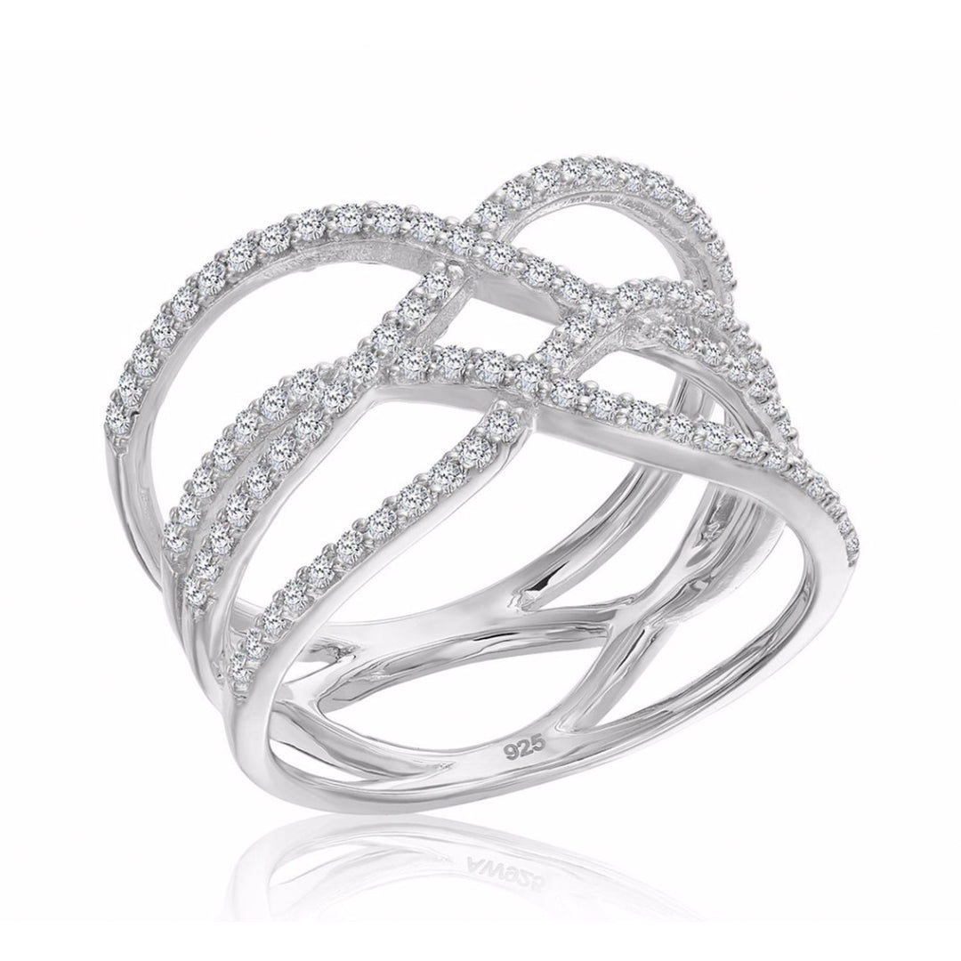 Sterling Silver Cubic Zirconia Double-X Ring NYR9297