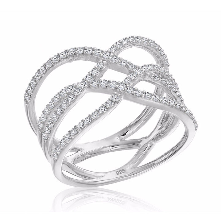 Sterling Silver Cubic Zirconia Double-X Ring NYR9297